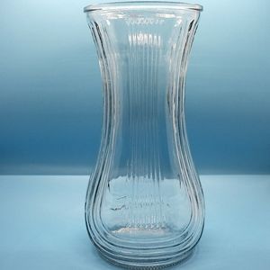 Clear Glass Vase With Embossed Ribbing